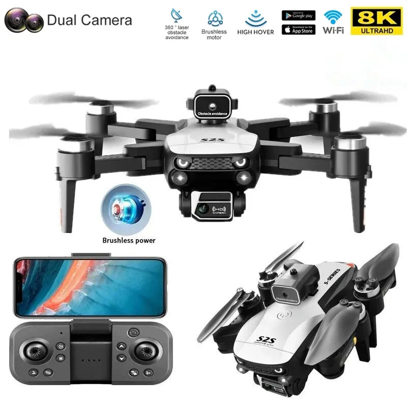 NM59420 S2S Drone 8K HD Aerial Camera Wi-Fi FPV Optical Flow Brushless Obstacle Avoidance Quadcopter RC Helicopter Toy