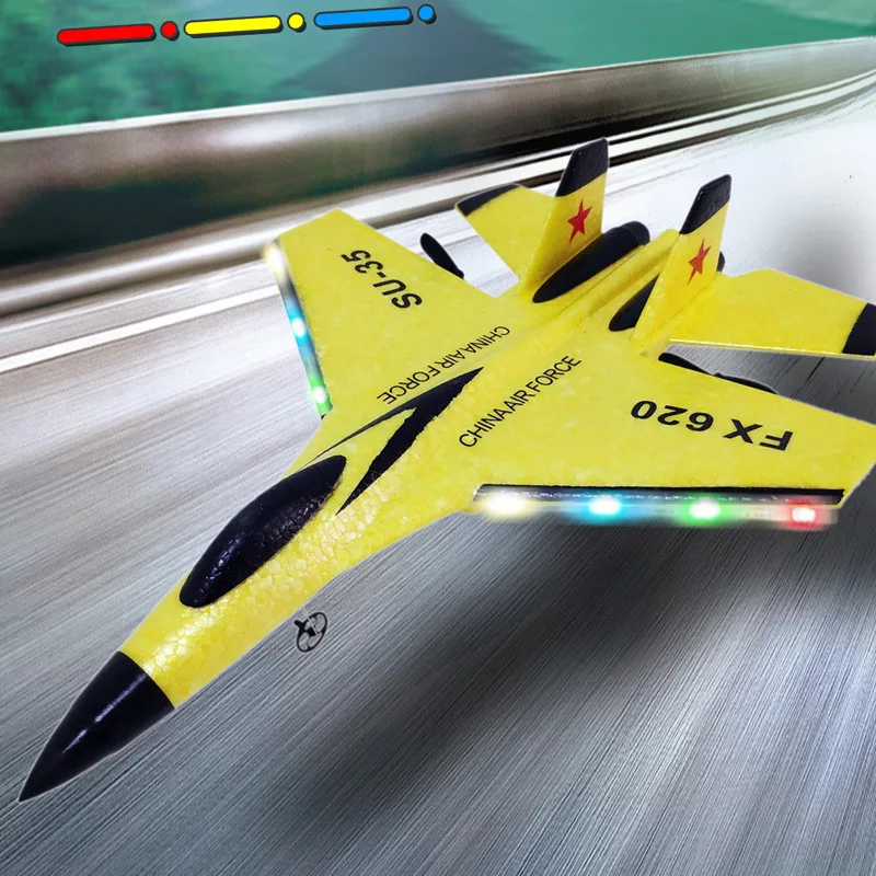 NM59426 Drone RC Plane SU35 2.4G with LED Lights Aircraft Remote Control Flying Model Glider Airplane SU57 EPP Foam Toys Gifts - Multi Color