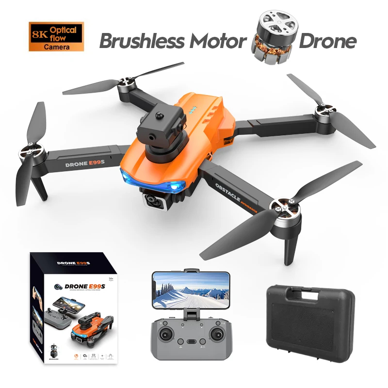 NM59448 E99S 5G Wi-Fi FPV 360 deg Laser Obstacle Avoidance 8K HD Dual Camera Brushless Motor GPS Return RC Quadcopter Drone Toy