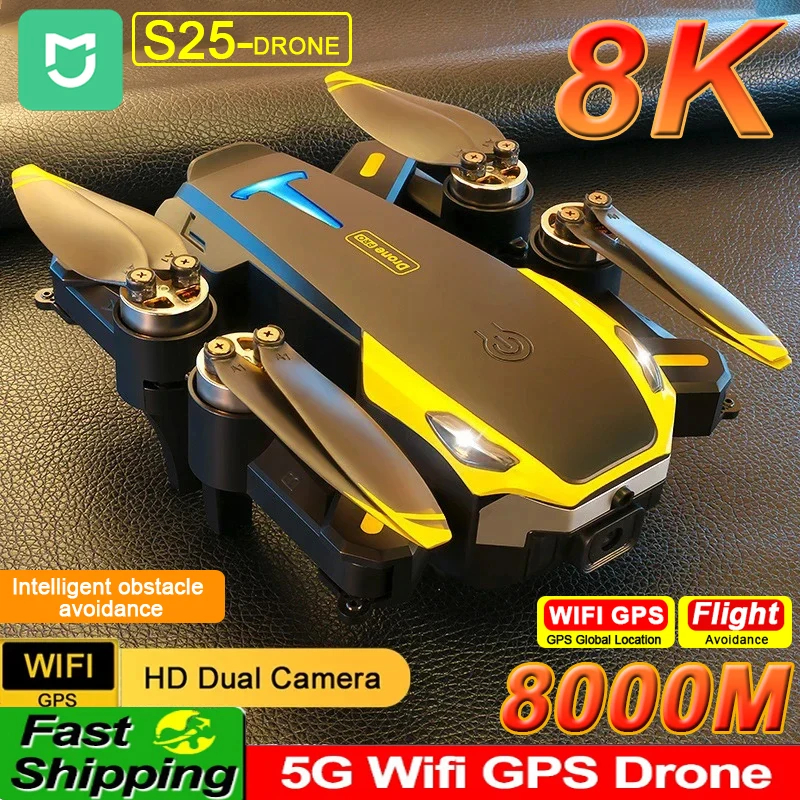 NM60864 S25 Drone GPS Professional 4K & 8K 5G HD Dual Camera Wide-Angle Optical Flow Brushless Motor GPS Drone RC Quadcopter