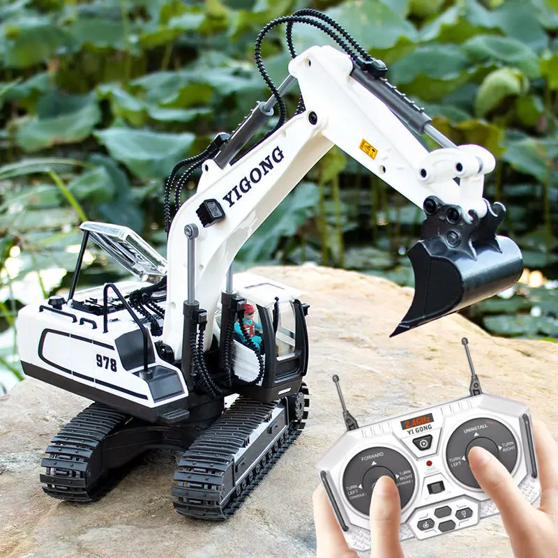 NM60889 RC Excavator Vehicle 2.4G Remote Control Construction Truck Dumper Bulldozer Crawler Multifunctional Car Toys for Boys Gift
