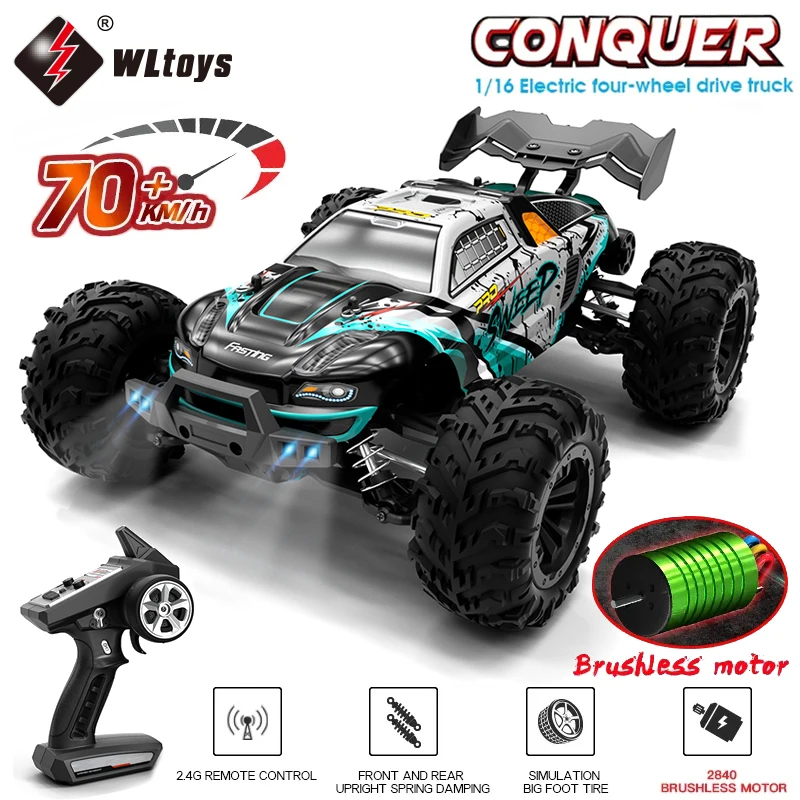 NM61075 1-16 70 KMPH OR 50 KMPH 4WD RC Car with LED Remote Control Cars High Speed Drift Monster Truck for Kids VS 144001 Toy