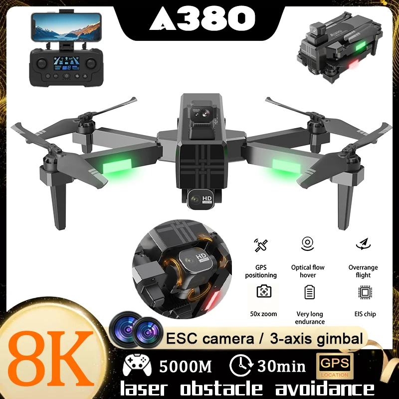 NM61156 Professional Drone 8K HD Camera 3-Axis Gimbal 360 Deg Obstacle Avoidance Optical Flow Hover GPS Quadcopter Brushless RC Drone