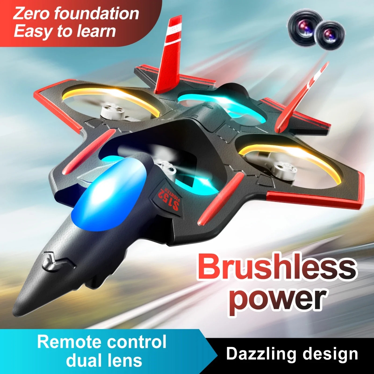 NM61244 RC Drone with Double HD Camera Glider Remote Control Aircraft Plane Fighter Brushless Motor Glider Airplane EPP Foam Drone