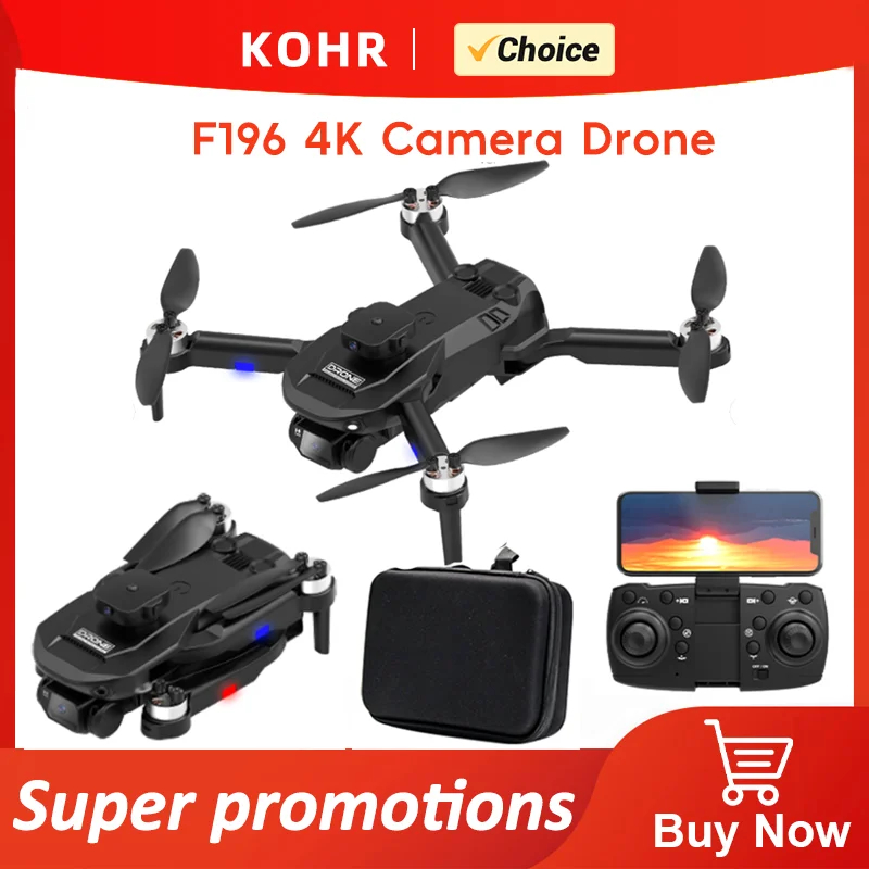 NM59675 New F196 Drone Brushless Motor 4K HD Dual Camera Wi-Fi FPV Dron 8K Professional Obstacle Avoidance Foldable Quadcopter Gift -  UNO1RC