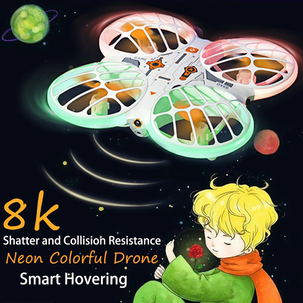 NM59694 H122 Mini Drone Wi-Fi FPV with 8K Camera Foldable Quadrotor Drones Helicopter Comprehensive Protective Belt Neon Light Toy