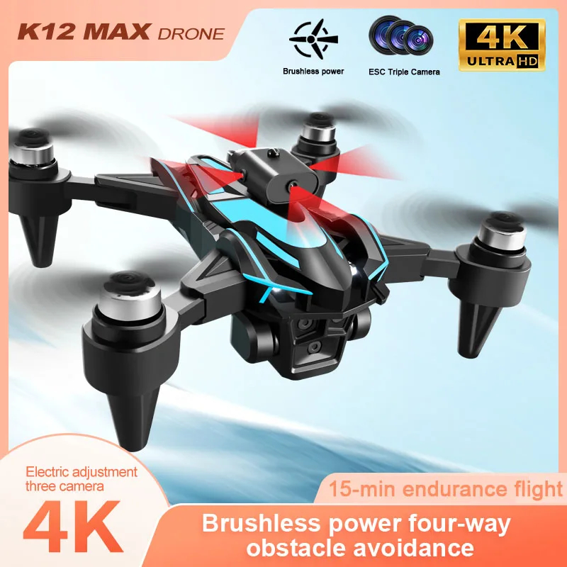 NM59797 Professional K12 FPV Drone 4K HD Three Camera Brushless Motor Fly 20Min 360 Deg Obstacle RC Quadcopter Drone Optical Flow Toys