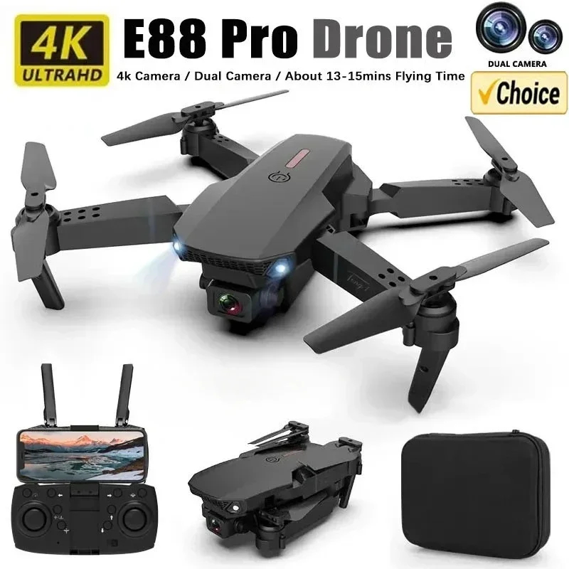 NM59943 E88Pro Foldable RC Helicopter Wi-Fi FPV Drone 4K Professional with 1080P Wide Angle Dual HD Camera Height -  UNO1RC