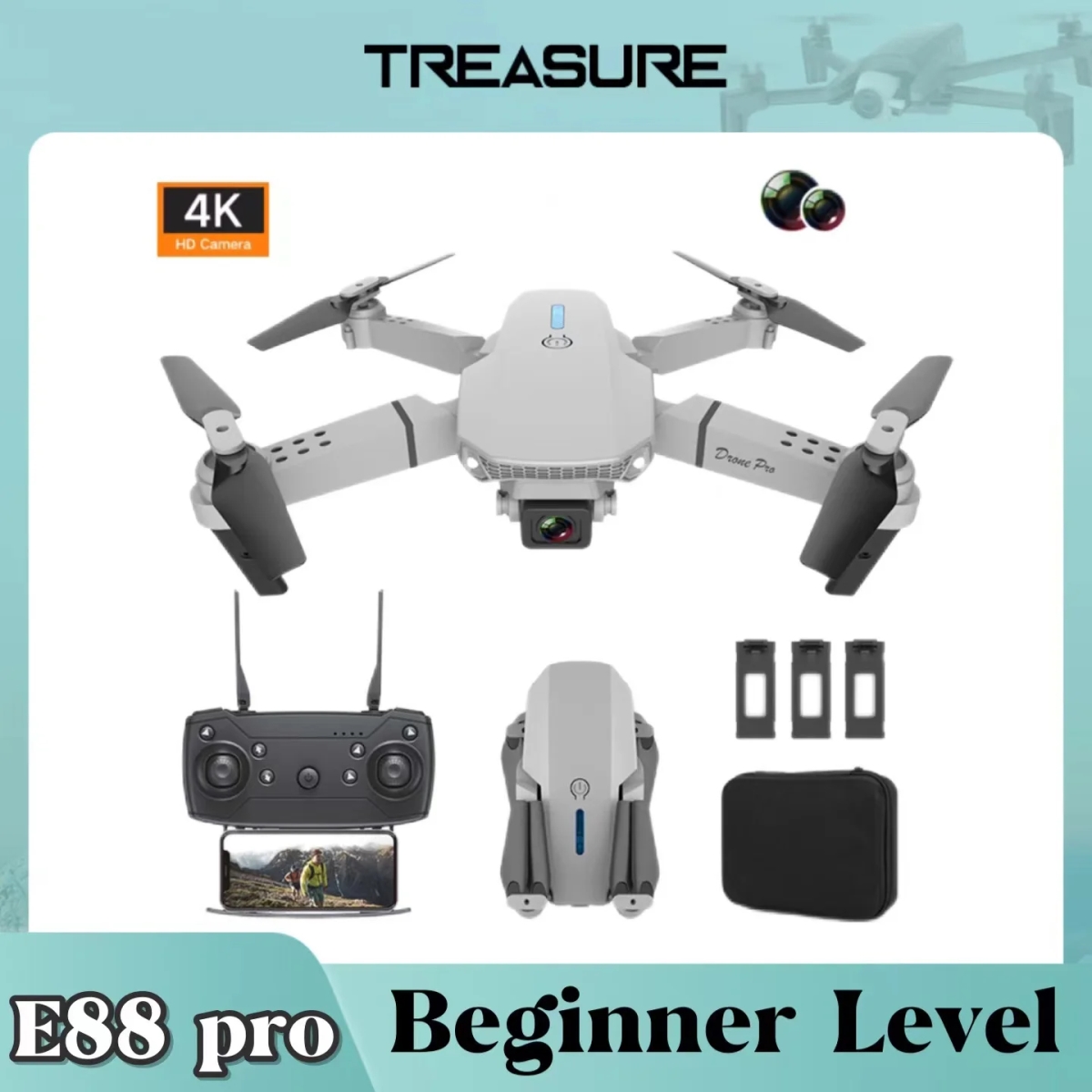 NM59968 Drone Wi-Fi FPV Wide Angle 4K 1080P HD Camera Height Hold RC Foldable Quadcopter Helicopter Drone Gift Toy - Black & White