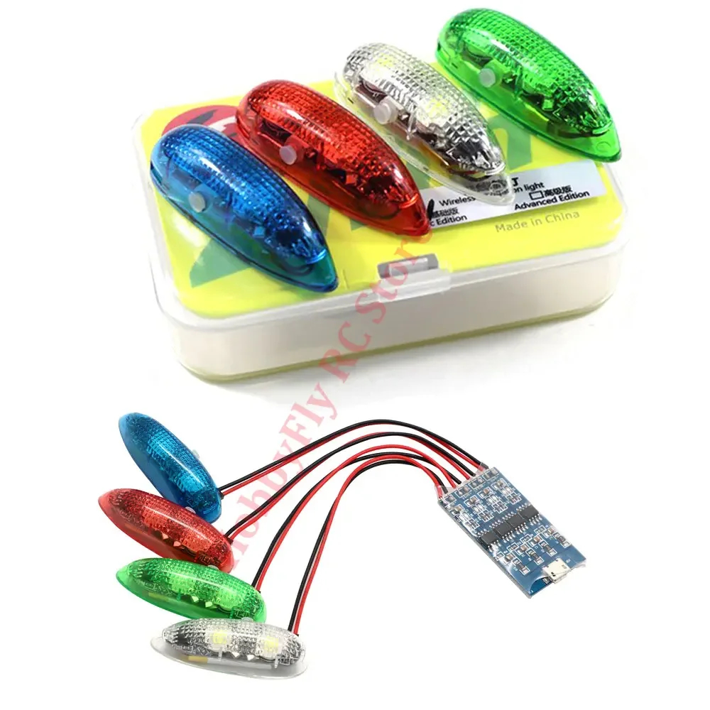 NM59009 III Wireless Navigation Light 1S Rechargeable 4 Modes LED Lights Suitable for RC Airplane Fixed-Wing UAV FPV Drone Toy