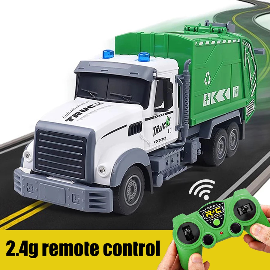 NM59015 Control Sanitation Vehicle Charging Childrens Dump Truck Toy, RC Remote Control Truck Toy with Light & Sound Effects
