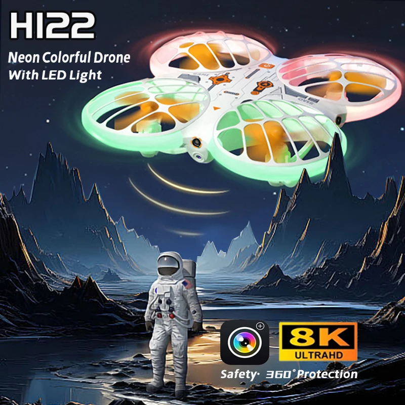 NM59226 Neon Colorful Drone 8K Drone Wi-Fi FPV Drones with Camera HD 4K Remote Control Helicopter Plane RC Dron Quadcopter Toy