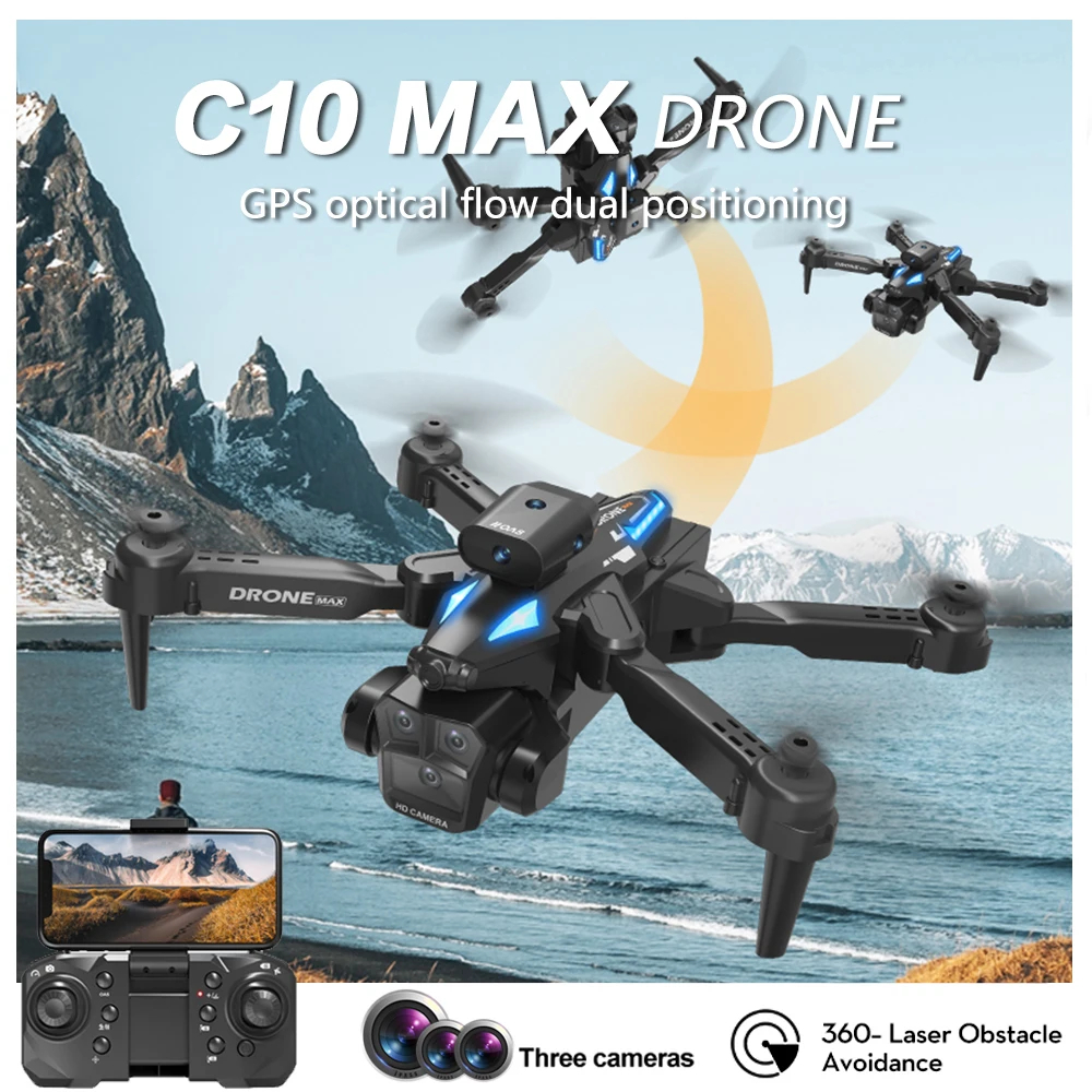 NM59258 Max Drone Water Bombs Brushless Motor GPS Return 4K HD Three Camera 360 Deg Laser Obstacle Avoidance RC Quadcopter Drone Toys - Multi Color