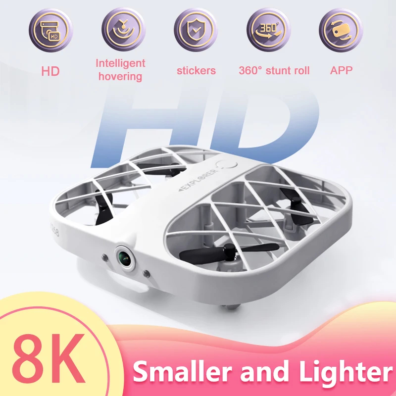 NM59287 H107 Mini Drone Grid GPS Return Brushless Motor 8K HD Dual Camera 360 deg Laser Obstacle Avoidance RC Quadcopter Drone Toy