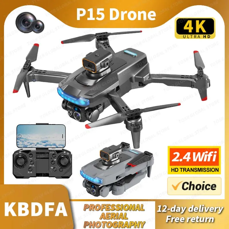 NM59321 P15 Mini Drone Obstacle Avoidance Professional Aerial Photography Brushless FPV RC Quadcopter HD Camera Helicopter Toy Gift