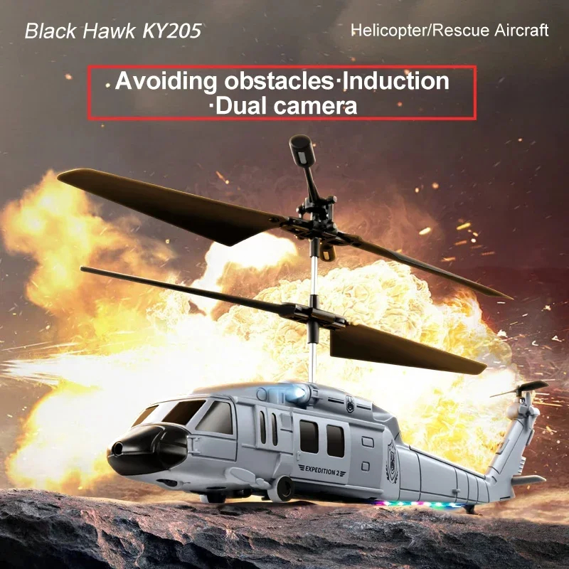 NM60486 RC Helicopter Drone 4 Propellers 6 Axis Electronic Gyroscope for Stabilization Dual with HD Camera Toys Avoidance Drone - Gray & Red