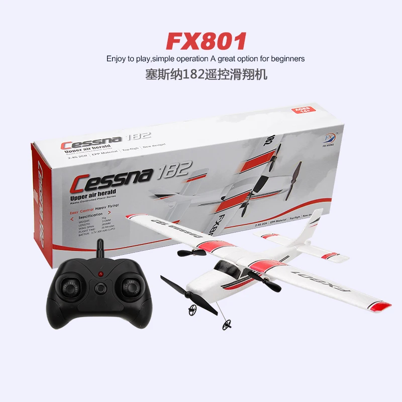 NM60604 Cessna 182 FX-801 RC Toy Gliding Cool Airplane Foam Assembled Model Aviation Model Toys Childrens Holiday Birthday Gifts