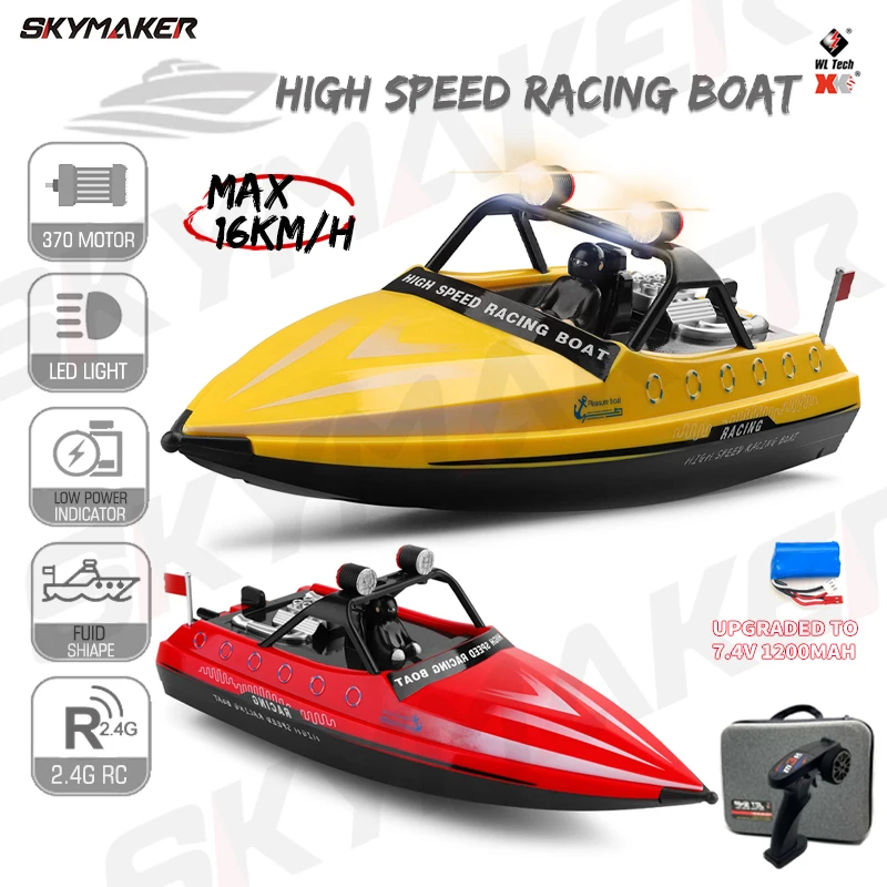 NM60608 Boat WL917 Mini RC Jet Boat with Remote Control Water Jet Thruster 2.4G Electric High Speed Racing Boat Toy for Children