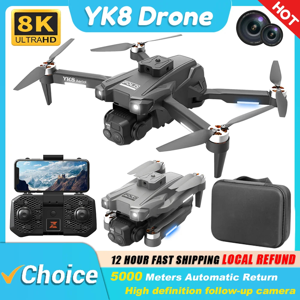 NM60621 YK8 Drone 8K Brushless Motor Professional HD 4K Camera Wide Angle Optical Flow 360 degObstacle Avoidance Wi-Fi 5G RC Quadcopter -  UNO1RC