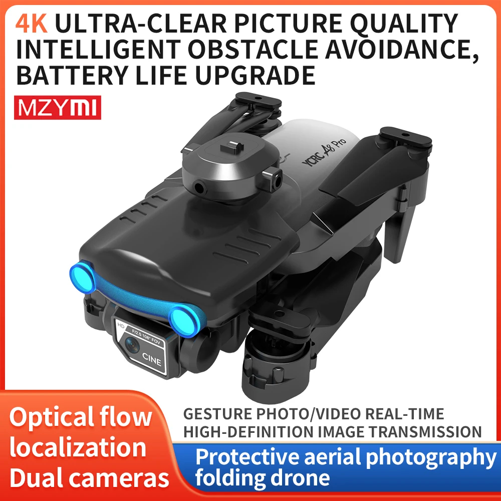 NM61107 A8 Pro RC Drone 4K HD Dual Camera Wide Angle Professional Foldable Quadcopter GPS Wi-Fi Obstacle Avoidance RC Helicopter