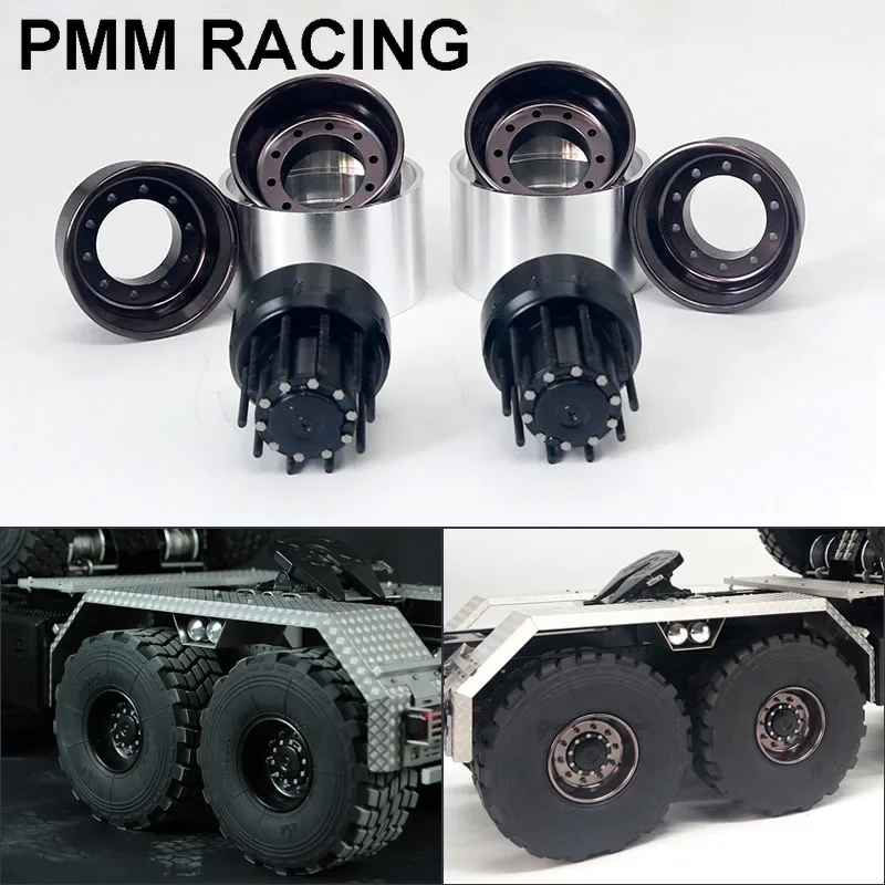NM61136 Metal Simulation Wheel Rear Hub for 1 by 14 Tamiya RC Truck Trailer Tipper Electric Car Scania Man Benz Volvo Luse DIY Parts, Pack of 2