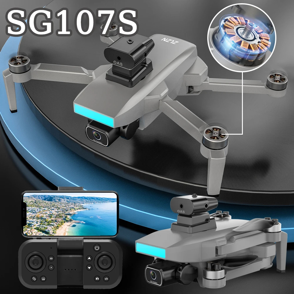 NM61148 SG107S Foldable Helicopter with 4K HD Dual Cameras Infrared Four-Side Obstacle Avoidance Brushless Motor Drone - Black