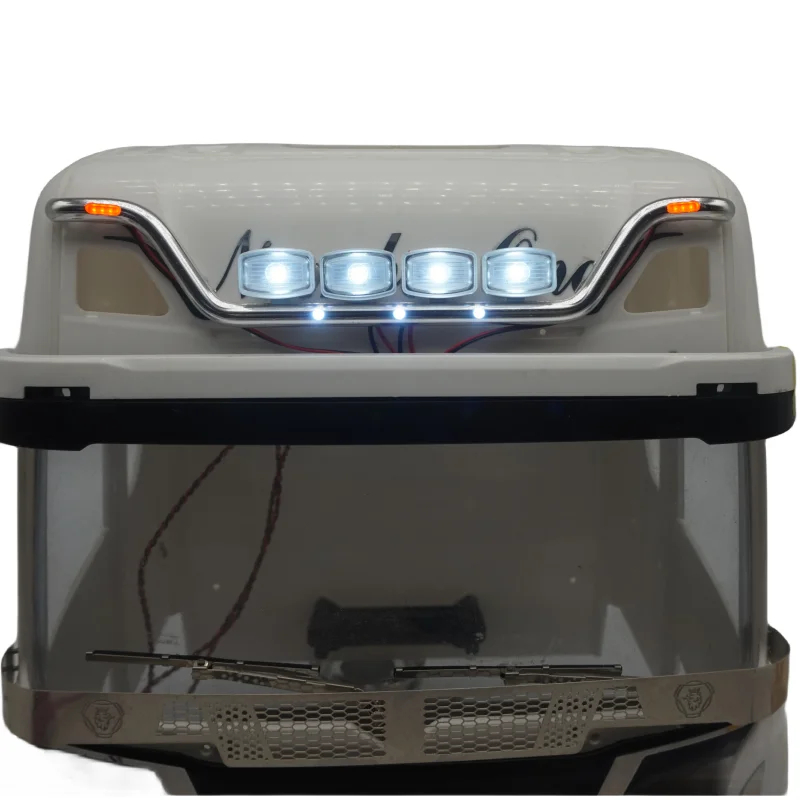 NM61154 Spotlight Lamp Square Front Dome LED Light for Tamiya 1 by 14 RC Truck Scania 770s Actros Volvo Tractor RC Trailer Lesu Part - Silver & Black