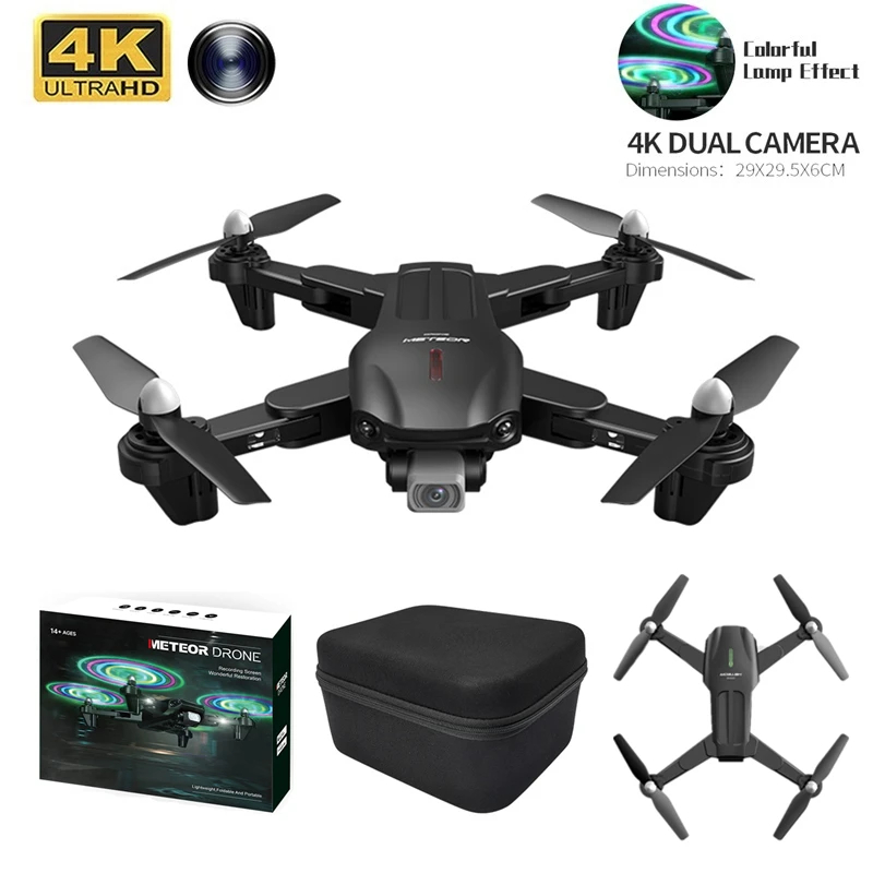 NM61221 New 1809 LED Drone 4K HD Dual Camera Six-Axis Anti Jamming with 2.4G Wi-Fi Foldable Quadcopter Light Flow RC Gifts Drone