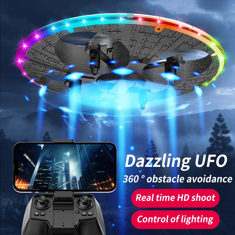 NM60207 Planes with HD Camera UFO Foam Aircraft Remote Control Fixed Air Pressure Axis Flying Saucer Boys Drones Toy for Childrens - Black