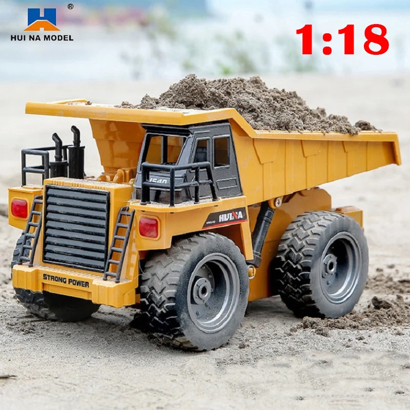 NM60219 534 RC Dump Truck 1-18 6CH 2.4G Alloy Remote-Controlled Machine Remote Control RC Trucks Toys for Boys Back to School Gift - Khaki