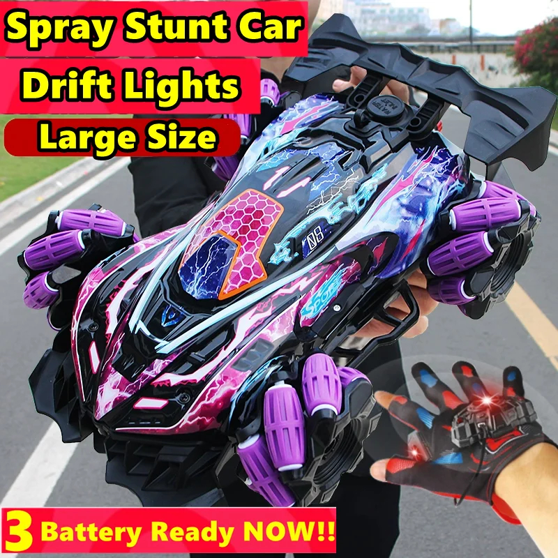 NM60228 Hand Remote RC Stunt Car Glove Control Gesture Sensing 360 deg Rotate 4 x 4 Off Road Drift Racing Tank & Spray Lights Music Toy