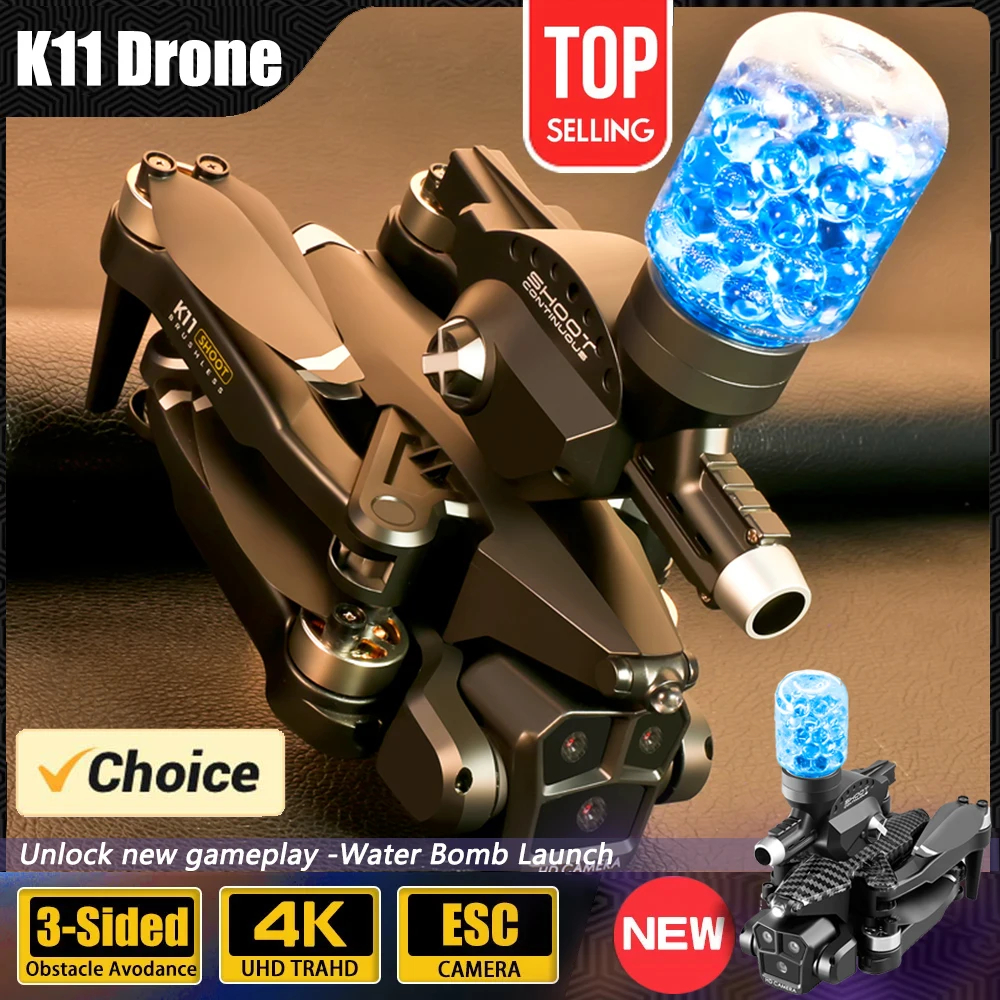 NM60272 Max Drone Water Bombs 360 Deg Laser Obstacle Avoidance Brushless Motor GPS Return 4K HD Three Camera RC Quadcopter Drone Toys - Black & Gray