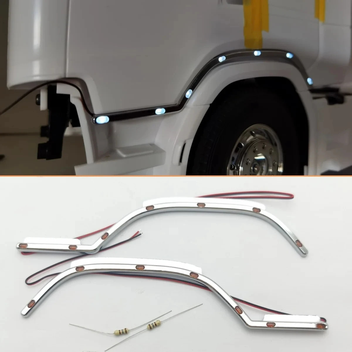 NM60402 Set LED Side Lamp Bar Under Door Light for 1 by 14 Tamiya Truck Tractor Scania 770s 56368 RC Cars DIY Modification Accessories