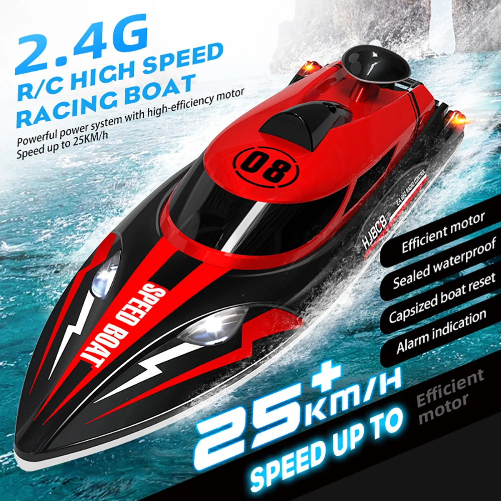 NM61195 2.4Ghz RC Boat 25 KMPH Brushed Motor High Speed Remote Control Racing Ship Water Speed Boat Children Model Toy