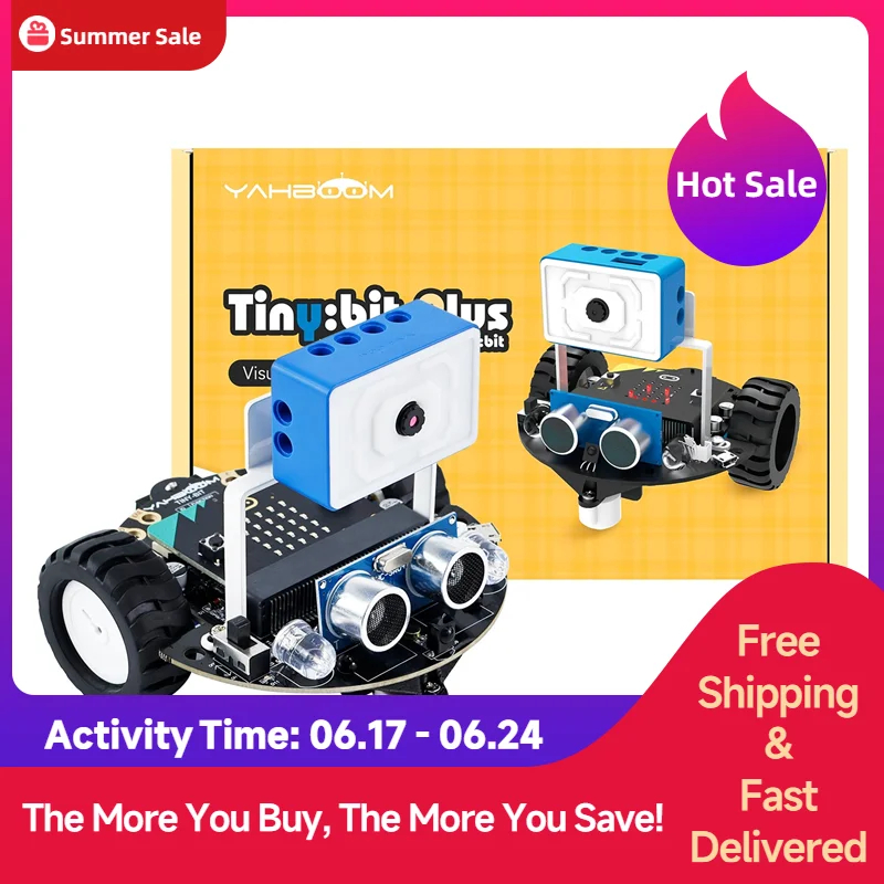 NM61272 Tiny-bit Plus Microbit Robot Car with ESP32 Wi-Fi Camera Module Support APP FPV Control Programmable Toy Kids Coding