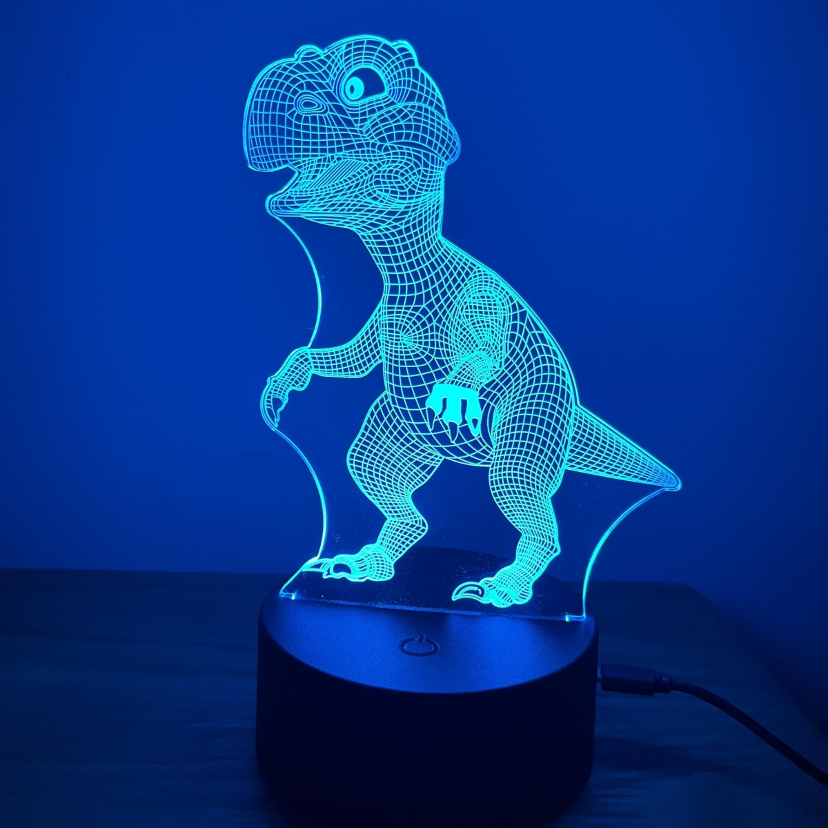 Picture of A-Sonic XS68310 LED Night Light&#44; Dinosaur Illusion Lamp Bedroom Decorative Nightlight Unique Gift for Kids Room Desk with Remote & Smart Touch 16 Colors Dimmable Bedside Lamp