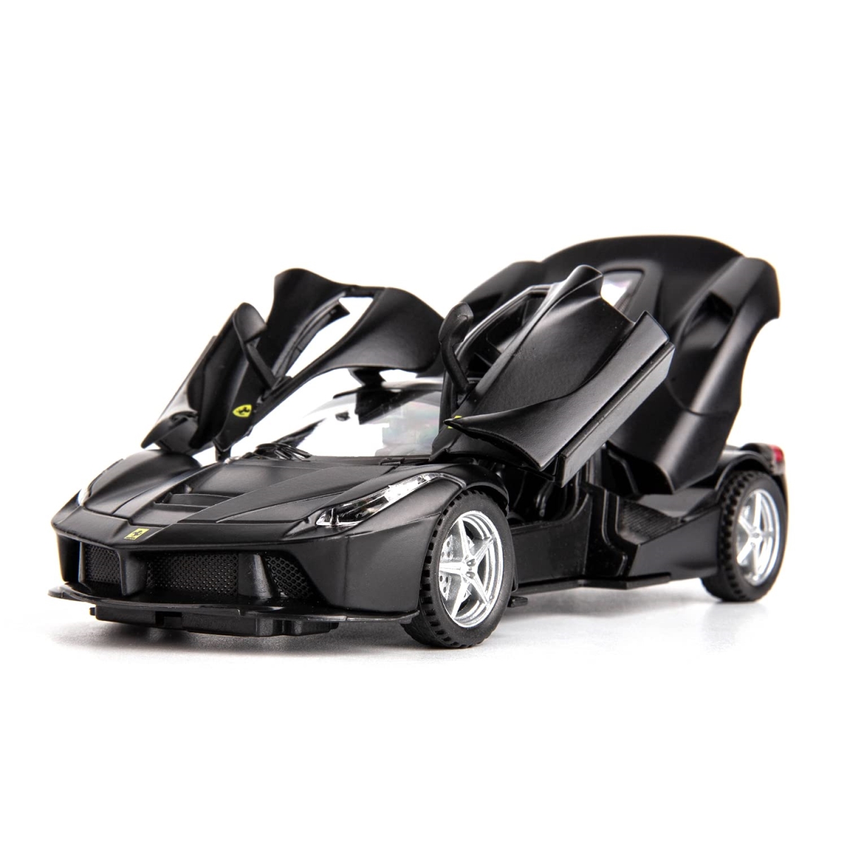 XS68349 1-32 Scale Farrari Car Model Pull Back Car with Sound & Light for Kids Boy Girl, Metal Body Door Opened, Black