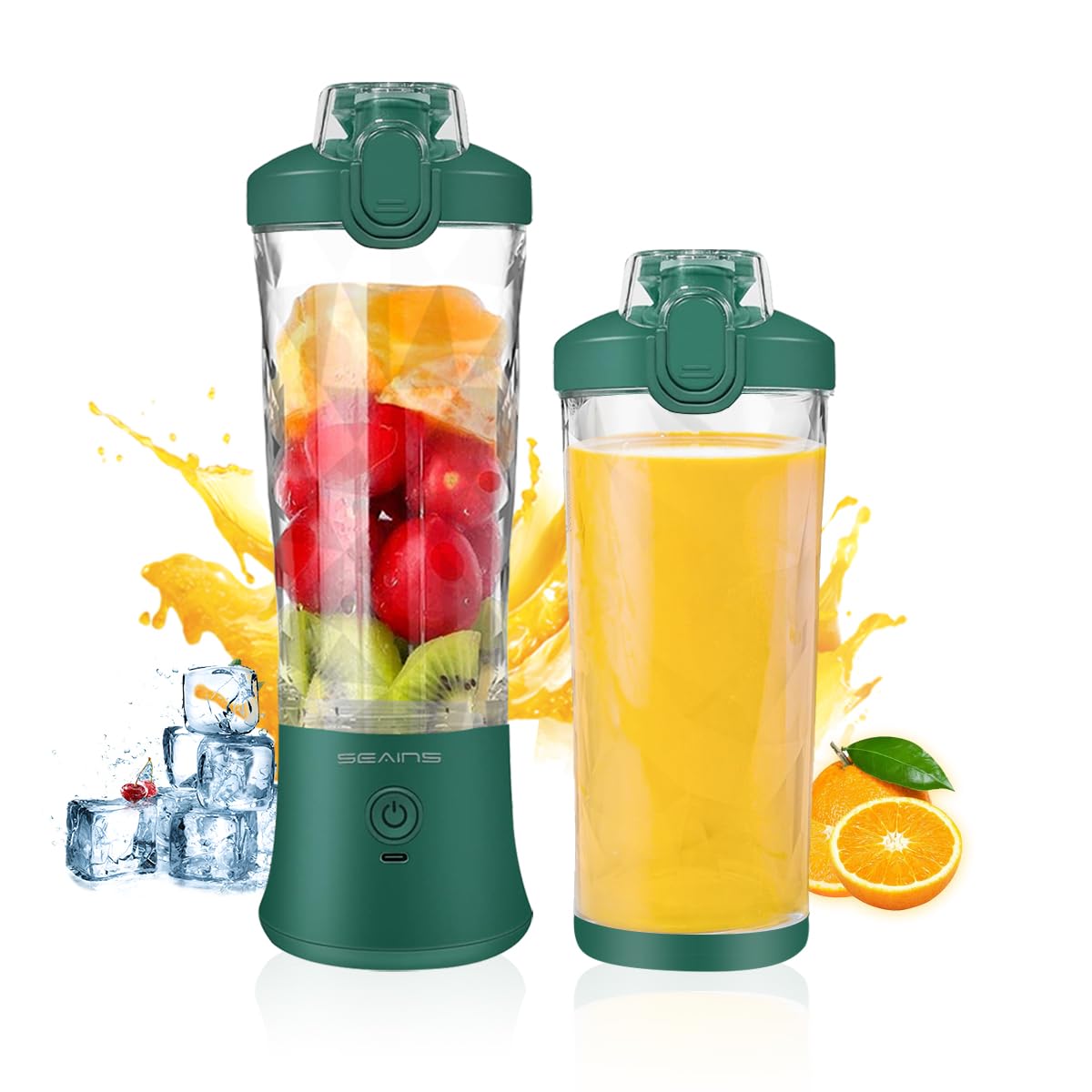 Picture of A-Sonic XS68848 Personal Blender for Shakes & Smoothies with 20 oz Travel Cup & Lid - Mini Personal Size Blender with 6 Blades & USB Rechargeable for Gym - Kitchen & Outdoors - Green