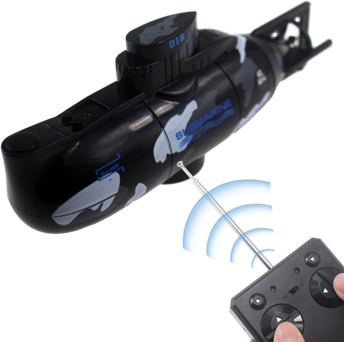 Picture of A-Sonic XS68990 RC Submarine - Waterproof Electric Military Model - 6 Channel RC Toy&#44; Ideal Water Diving Gift for Kids - Black