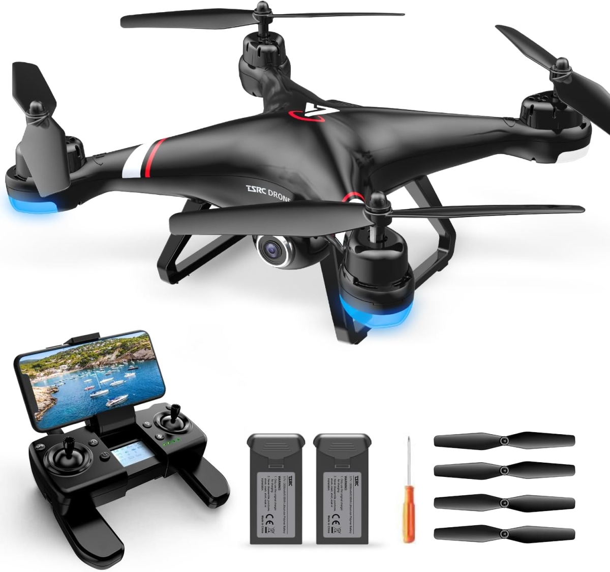 Picture of A-Sonic XS69012 GPS Drone with 1080P HD Camera for Adults & Kids&#44; 5G Transmission FPV Drone - TSRC X7 RC Quadcopter with 2 Batteries - Auto Return - Follow Me - Altitude Hold&#44; Easy for Beginners