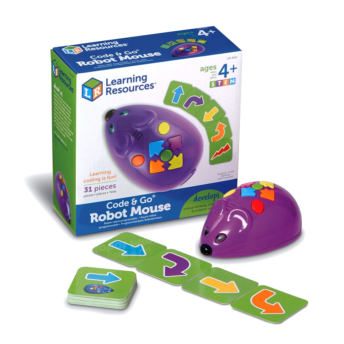 Picture of A-Sonic XS69749 Resources Code & Go Robot Mouse&#44; Ages 4 Plus&#44; Coding STEM Toys - Screen-Free Coding Toys for Kids - 31 Piece