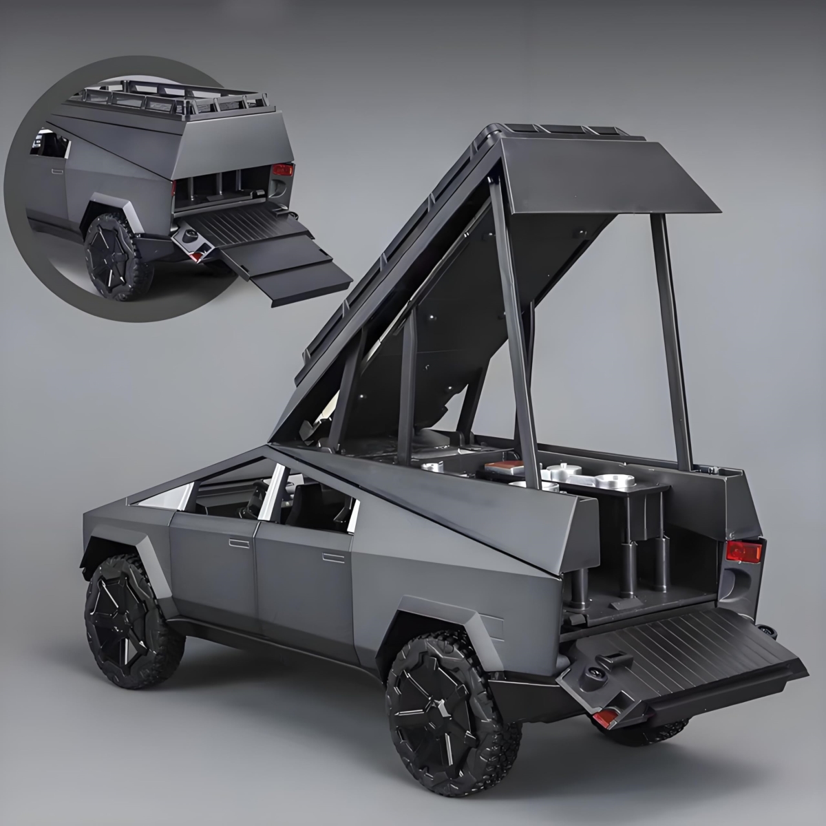 Toy Trucks Alloy Diecasting Model Pickup Truck 1-24 Scale Toy Race Car with Motorcycle - Multi-Level Camping Display Ideal Gift Age for 6 Year Up