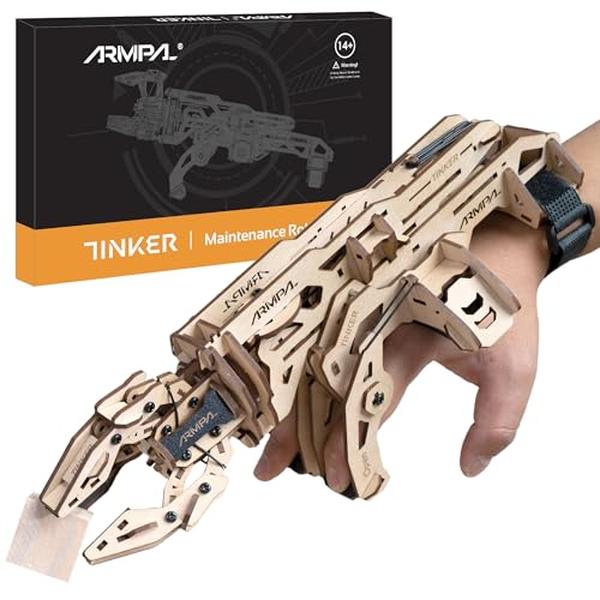 Picture of A-Sonic XS69890 Mechanical Claw Model Kit - 3D Wooden ClawBot Puzzle for Adults & Teens Self-Assembly Robot Arm Building Kit to Build Laser-Cut Wooden Puzzle Mechanical Toy Realistic Robot Toy Gifts