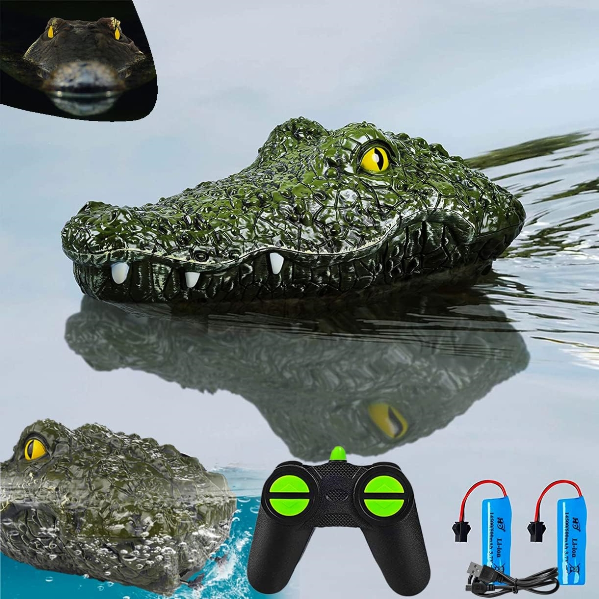 XS70120 Remote Control Crocodile Head Boat for Pools & Lakes High Simulation Alligator Head RC Boats Prank Toys for Adults & Kids