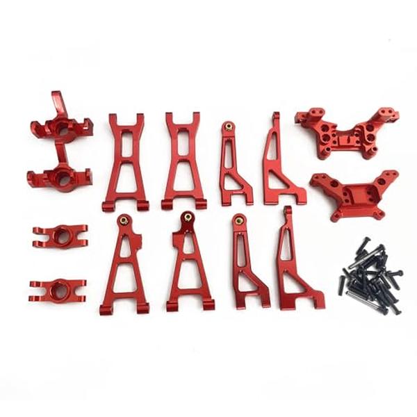 Picture of A-Sonic XS71182 RC Car Parts with Hyper GO&#44; 1-16 Scale Metal Upgrade Aluminum Accessories - Red Replacement Parts Kit for H16BM H16GT H16DR H16 MJX 16207 16208 16209 16210 - 14 Piece