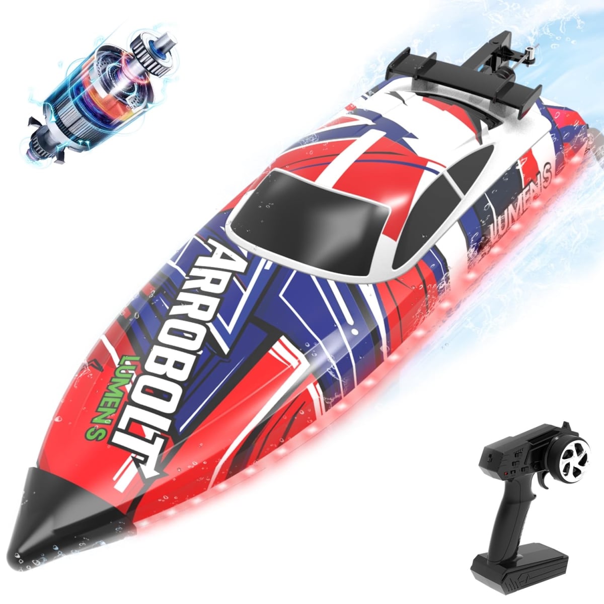 Brushless RC Boats for Adults, 35 Plus MPH Fast Remote Control Boat for Lakes - Full Proportional Boat High Speed RC Boat for Adults - 79706