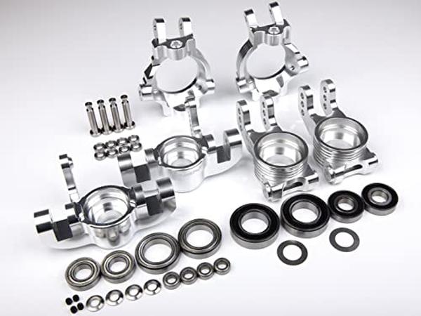 XS-72687 Metal 0.2 RC Car LOSI 5ive-T Front Spindle Block Knuckles & Rear Wheel Hub & C Upgrade Parts - Front Plus Rear Plus C Hub, Silver