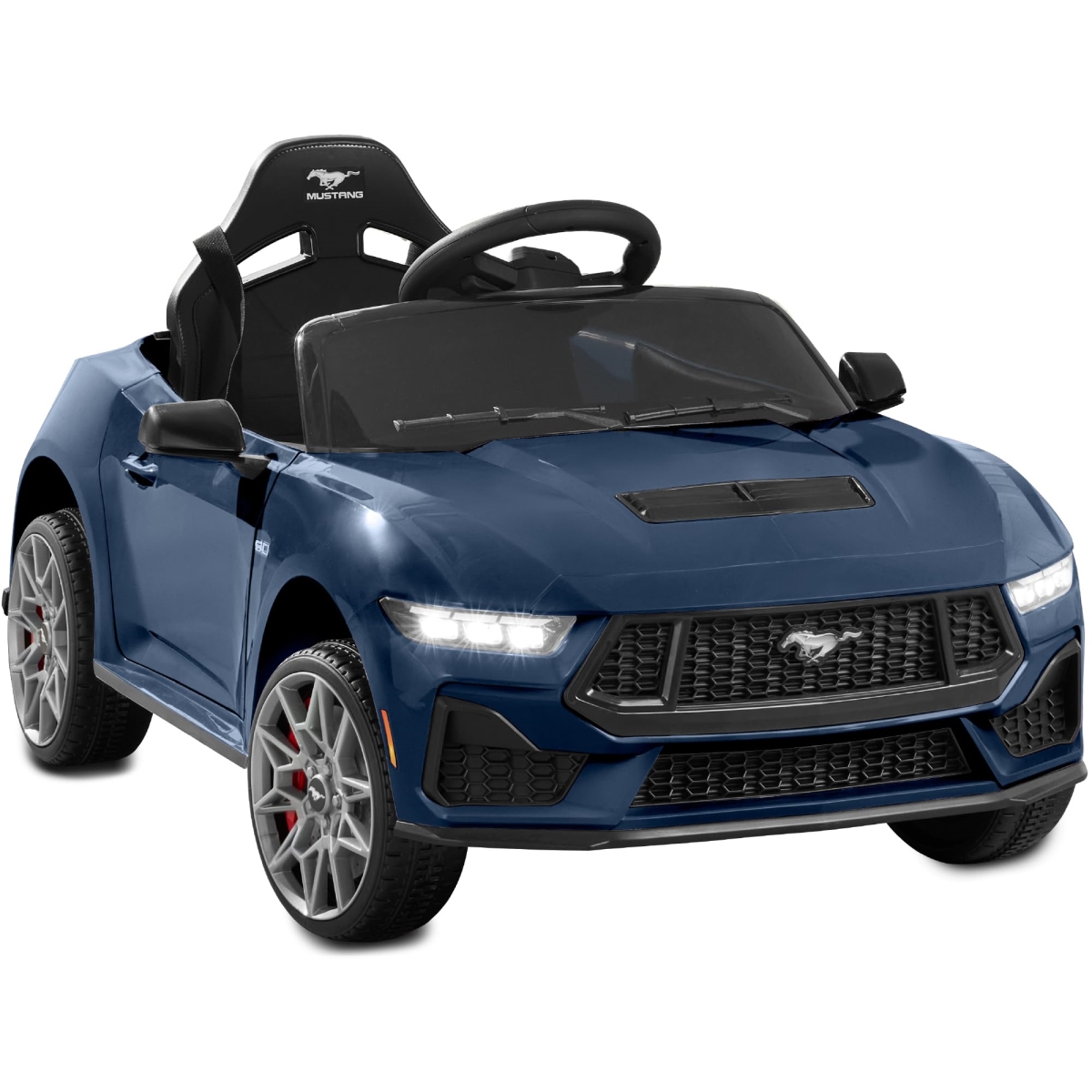 Choice Products Kids 12V Officially Licensed Ford Mustang Electric Ride-On Car with Parent Control, LED Lights - 2 Speeds, Bluetooth - Blue
