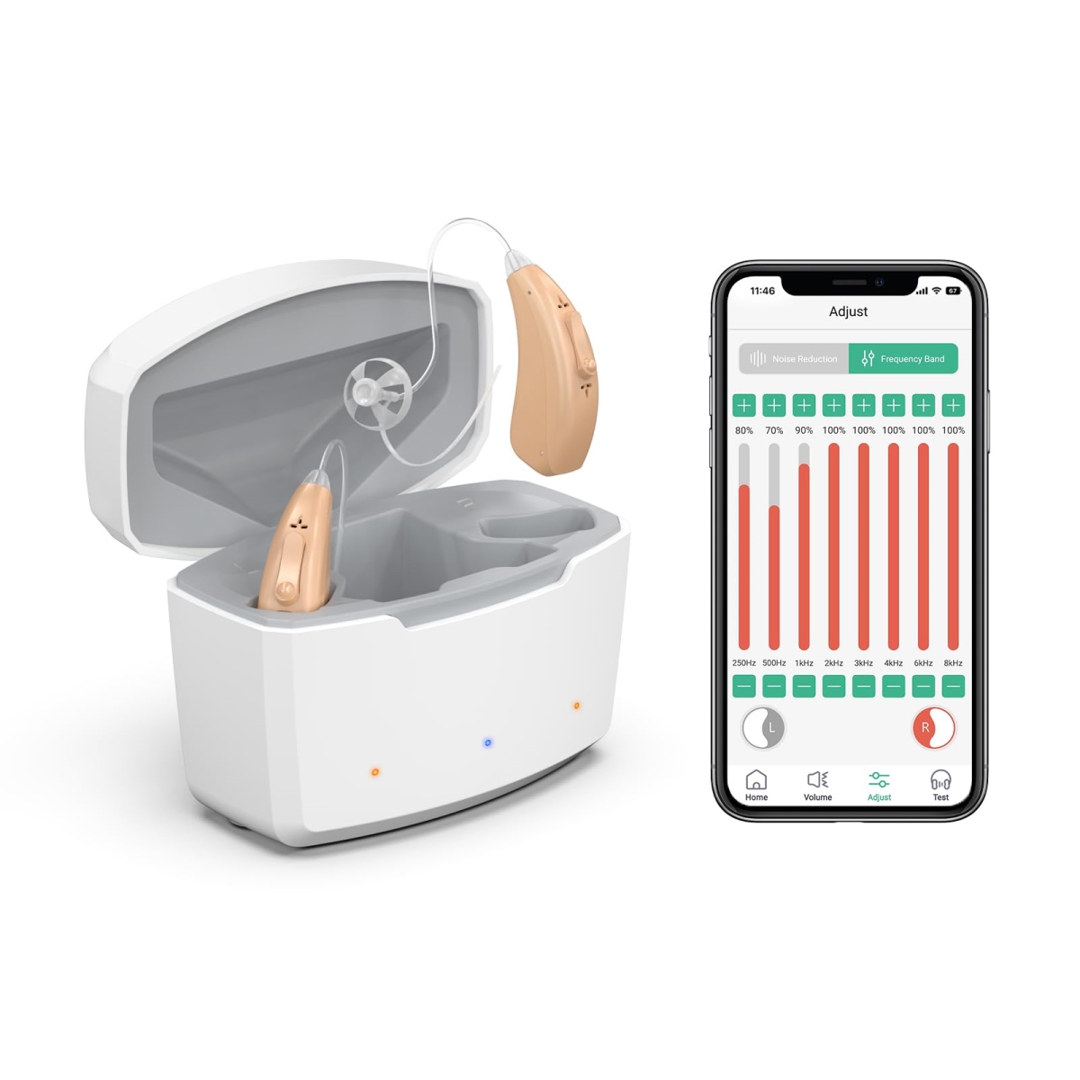 Hearing Aids for Seniors Severe Hearing Loss with Smart APP Control, Earrck Hearing Aid with Noise Cancelling Adjustable Frequency, Beige