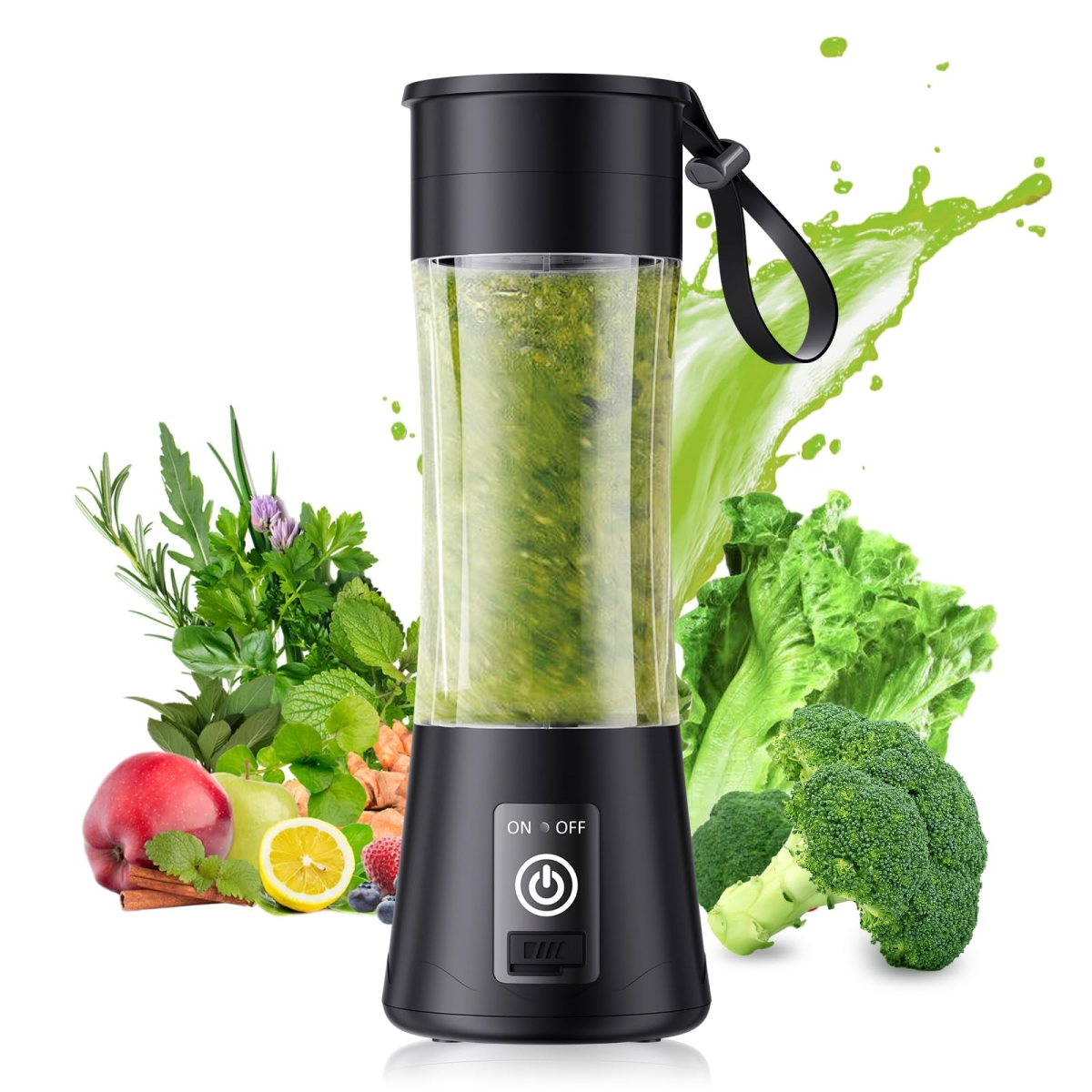 Picture of A-Sonic XS67863 Personal Size Portable Blender - 14 oz Blender for Smoothies & Shakes with BPA Free Traveling Juice Cup - 6 Blades for Powerful Blending - Suit for Sports & Travel - Home